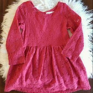 H&M Red Lace Long Sleeved Dress 2-4Y